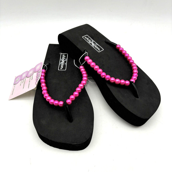 NWT Vintage 90s Y2K Xhilaration Platform Pink Pearl Strap Flip Flop Sandals 7 - Picture 2 of 16